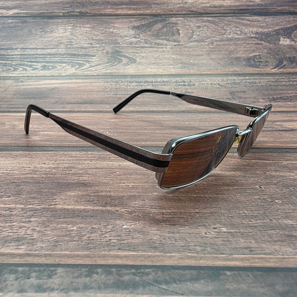 Kirkland Signature Moon Gun Sunglasses Gunmetal Rectangular Amber Lens 53-17-140 - Picture 5 of 9